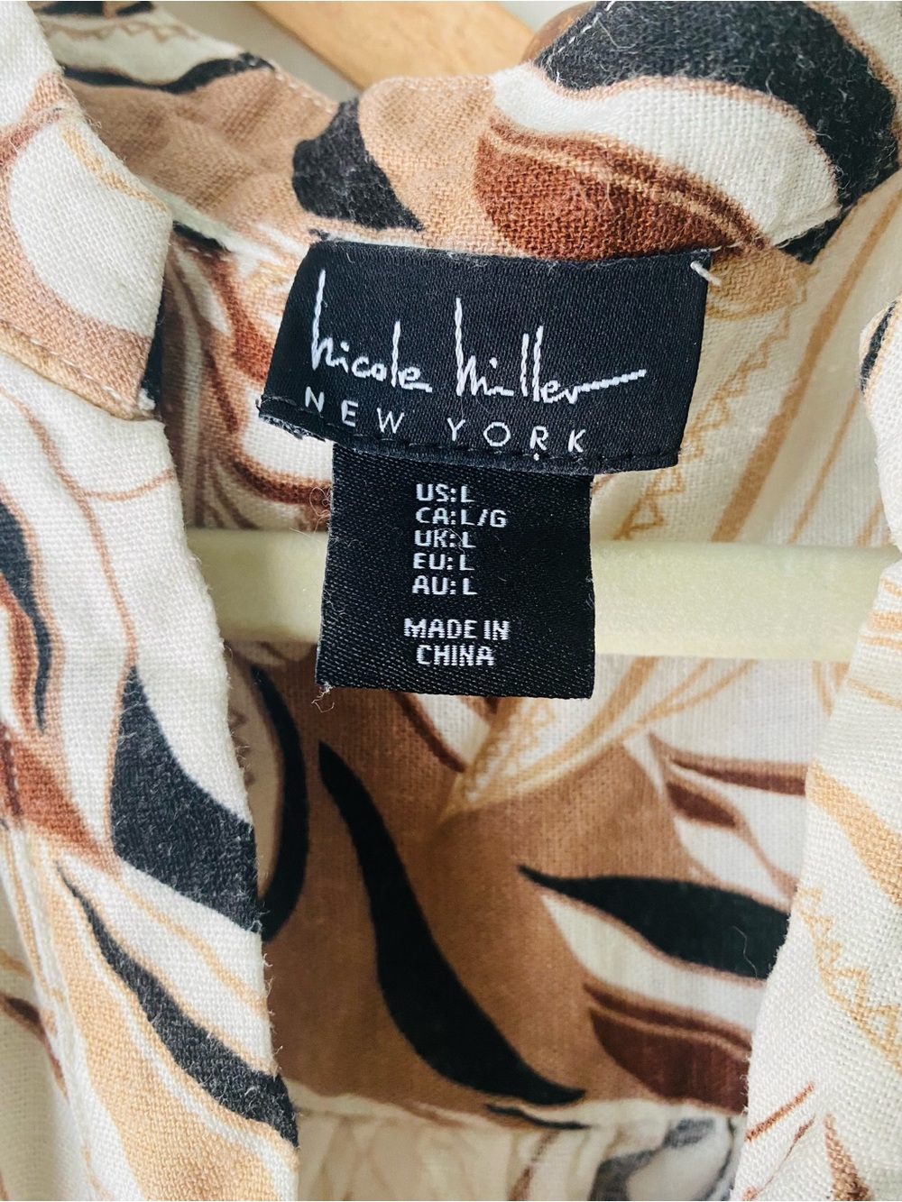 Nicole Miller New York Linen Blend Botanical Tiered Midi Dress Size L - Picture 3 of 4